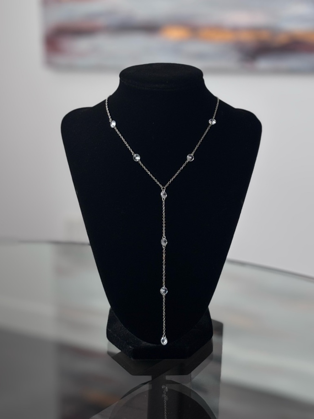 KENNETH JAY LANE Cubic Zirconia Necklace Silver Tone Collier NWT